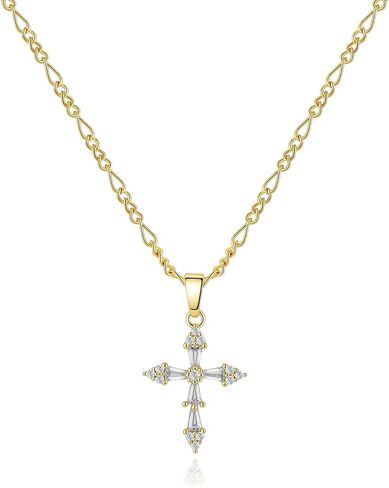 Sterling Silver Cross Necklace for Women - Dainty Small Choker Religious Faith Jewelry Baptism Gift in Saudi Arabia