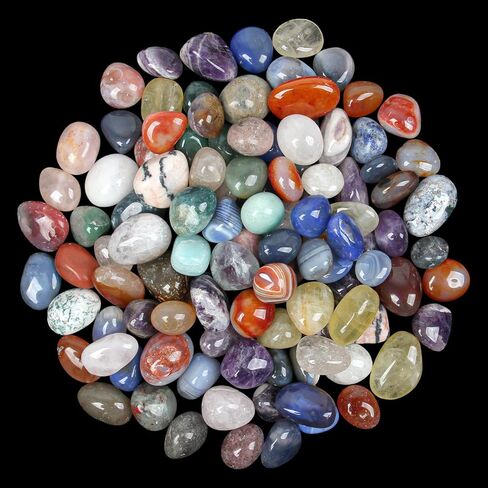3.5lb Mixed Large Tumbled Crystal Stones Bulk,1″-1.3″, Approx 110 Pcs - Natural Assorted Polished Healing Crystals for Decoration, Healing, Rock Collecting, Cabbing, Wire Wrapping, Wicca & Reiki in Saudi Arabia