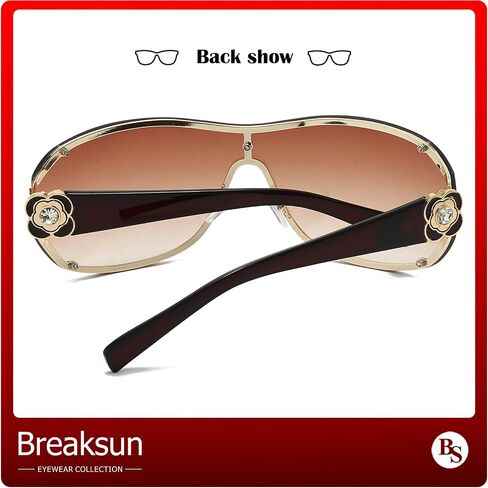 Breaksun Fashion Oversized Y2K Sunglasses for Women Men Luxury Wrap Around Shield Sun Glasses Trendy Rimless Shades in Saudi Arabia