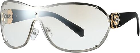 Breaksun Fashion Oversized Y2K Sunglasses for Women Men Luxury Wrap Around Shield Sun Glasses Trendy Rimless Shades in Saudi Arabia