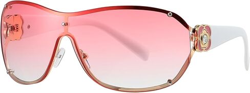 Breaksun Fashion Oversized Y2K Sunglasses for Women Men Luxury Wrap Around Shield Sun Glasses Trendy Rimless Shades in Saudi Arabia