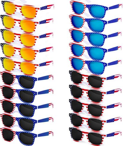 20 Pairs American Flag Sunglasses, 250th Anniversary Patriotic USA Flag Glasses for 4th of July, Independence Day Party Favors, Parade Accessories, Red White Blue Eyewear for Women Men Teens in Saudi Arabia