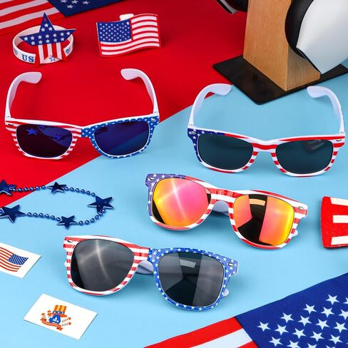 20 Pairs American Flag Sunglasses, 250th Anniversary Patriotic USA Flag Glasses for 4th of July, Independence Day Party Favors, Parade Accessories, Red White Blue Eyewear for Women Men Teens in Saudi Arabia