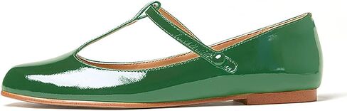 LEMUTISME Women's T-Strap Mary Jane Flats Patent Leather Round Toe Casual Ankle Strap Ballet Flats for Work Daily Wedding in Saudi Arabia