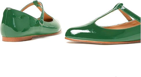 LEMUTISME Women's T-Strap Mary Jane Flats Patent Leather Round Toe Casual Ankle Strap Ballet Flats for Work Daily Wedding in Saudi Arabia