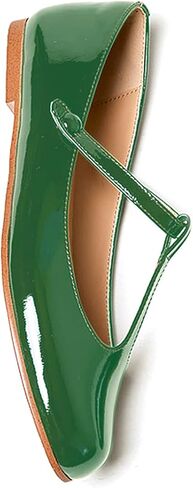 LEMUTISME Women's T-Strap Mary Jane Flats Patent Leather Round Toe Casual Ankle Strap Ballet Flats for Work Daily Wedding in Saudi Arabia