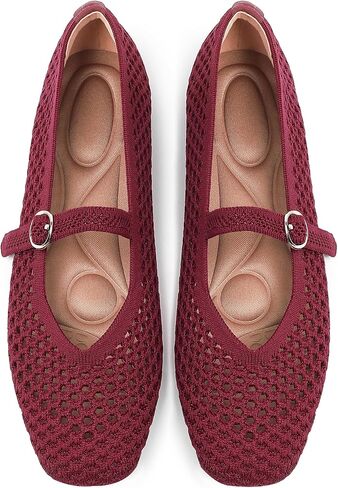 Woven Mary Jane Flats for Women, Square Toe Casual Ballet Flat Shoes with Ankle Strap Washable Comfortable Formal Mary Jane Flat Shoes in Kuwait