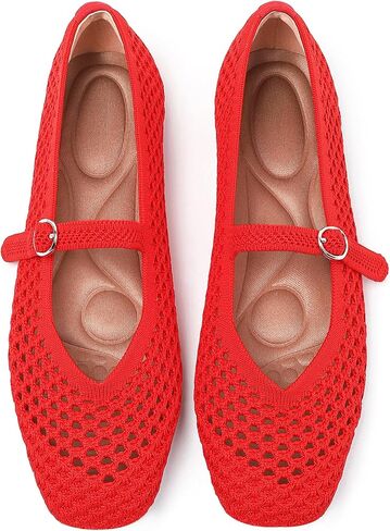 Woven Mary Jane Flats for Women, Square Toe Casual Ballet Flat Shoes with Ankle Strap Washable Comfortable Formal Mary Jane Flat Shoes in Kuwait