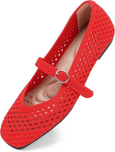 Woven Mary Jane Flats for Women, Square Toe Casual Ballet Flat Shoes with Ankle Strap Washable Comfortable Formal Mary Jane Flat Shoes in Kuwait