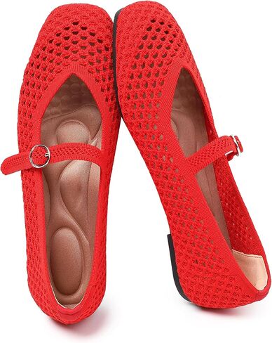 Woven Mary Jane Flats for Women, Square Toe Casual Ballet Flat Shoes with Ankle Strap Washable Comfortable Formal Mary Jane Flat Shoes in Kuwait