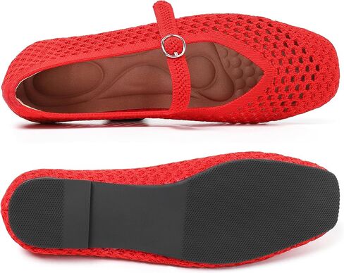 Woven Mary Jane Flats for Women, Square Toe Casual Ballet Flat Shoes with Ankle Strap Washable Comfortable Formal Mary Jane Flat Shoes in Kuwait