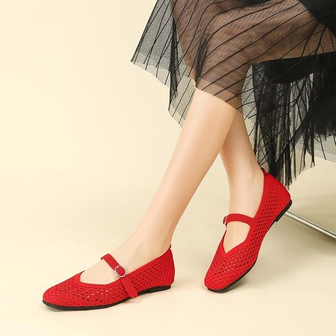 Woven Mary Jane Flats for Women, Square Toe Casual Ballet Flat Shoes with Ankle Strap Washable Comfortable Formal Mary Jane Flat Shoes in Kuwait