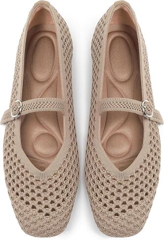 Woven Mary Jane Flats for Women, Square Toe Casual Ballet Flat Shoes with Ankle Strap Washable Comfortable Formal Mary Jane Flat Shoes in Kuwait