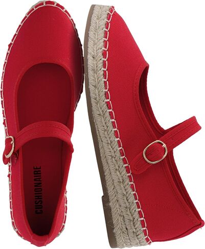 CUSHIONAIRE Tapas Canvas Mary Jane Flat Espadrilles for Women, Cushioned Comfort Closed Toe with Adjustable Strap in Kuwait