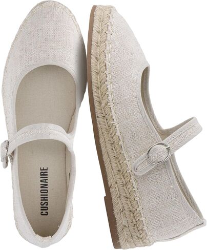 CUSHIONAIRE Tapas Canvas Mary Jane Flat Espadrilles for Women, Cushioned Comfort Closed Toe with Adjustable Strap in Saudi Arabia