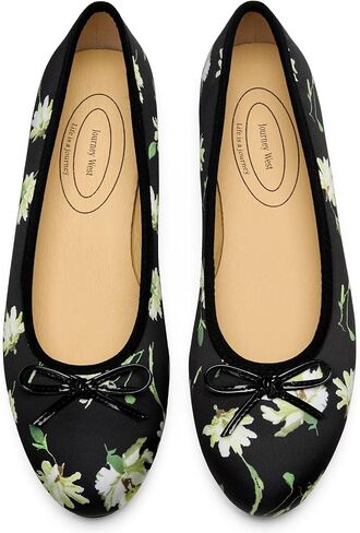 Journey West Women's Satin Flower Ballet Flats - Elegant Slip-On Pointed Toe Wedding Dress Shoes with Leather Lining in Saudi Arabia