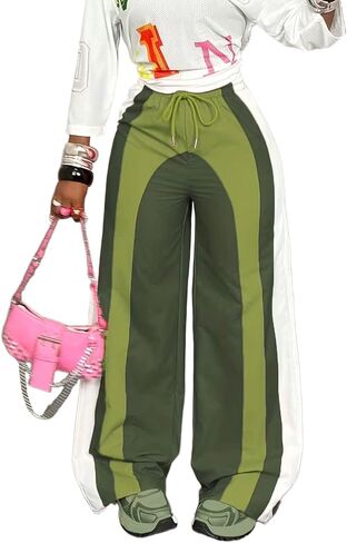 Wide Leg Sweatpants Women High Waisted Baggy Striped Lounge Stretchy Loose Straight Leg Jogger Long Pants in Saudi Arabia