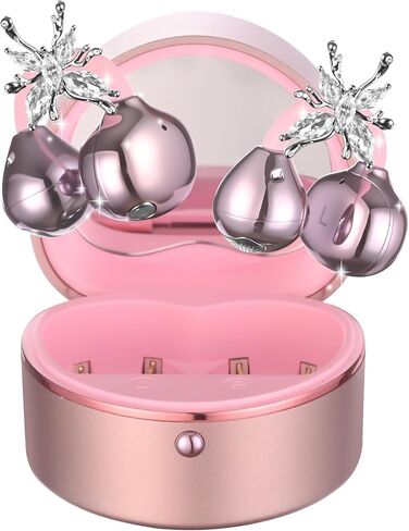 Wireless Earbuds Open Ear Headphones with Diamond Earrings, Clip-on Bluetooh 6.0 Ear Ruds for Woman/Girls/Gifts, 50H Playtime, Comfortable Fit & Deep Bass Clear Sound (Rose Gold) in Saudi Arabia