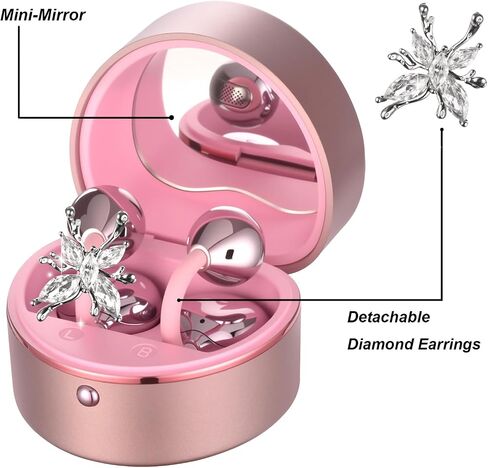 Wireless Earbuds Open Ear Headphones with Diamond Earrings, Clip-on Bluetooh 6.0 Ear Ruds for Woman/Girls/Gifts, 50H Playtime, Comfortable Fit & Deep Bass Clear Sound (Rose Gold) in Saudi Arabia