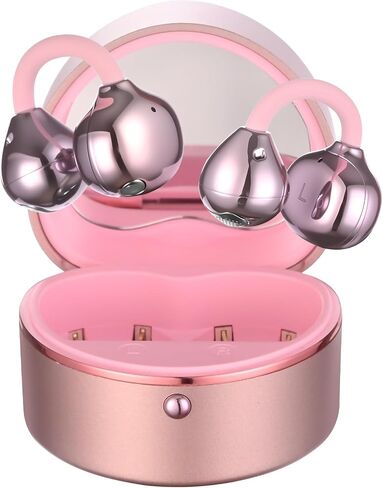 Wireless Earbuds Open Ear Headphones with Diamond Earrings, Clip-on Bluetooh 6.0 Ear Ruds for Woman/Girls/Gifts, 50H Playtime, Comfortable Fit & Deep Bass Clear Sound (Rose Gold) in Saudi Arabia