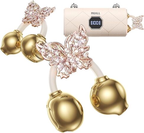 Clip On Earbuds with Detachable Gold Butterfly Earrings, Bluetooth 6.0 Open Ear Earbuds for Women, Led Display Leather Texture Charging, Comfortable Fit for Small Ear, Daily Wear&Gifts, X22 Beige in Saudi Arabia