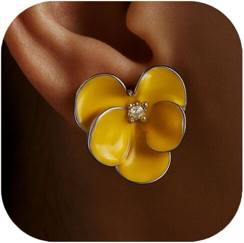 Butterfly Orchid Clip On Earrings for Women, Dainty Trendy Flower Petal Dangle Drop Earrings Rhinestone Stud Earrings for Non Pierced Ears Jewelry Gift in Saudi Arabia
