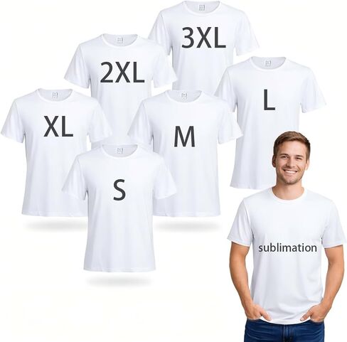 6 Pack White Polyester Sublimation T-Shirt Blanks, Unisex Crew Neck Short Sleeve for DIY Custom Printing & Heat Transfer in Saudi Arabia