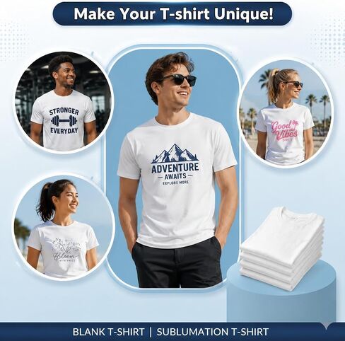 6 Pack White Polyester Sublimation T-Shirt Blanks, Unisex Crew Neck Short Sleeve for DIY Custom Printing & Heat Transfer in Saudi Arabia