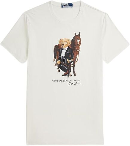POLO RALPH LAUREN, Men's, Slim Fit Polo Bear Cotton T-Shirt, White, Large in Kuwait