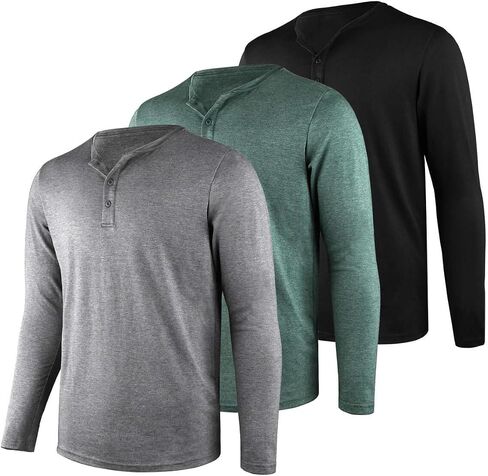 Liloak 4 Pack Mens Henley T-Shirts,Multipack Henley Short Sleeve Shirts,3 Button Tee Shirts Multi Color,Classic Casual T Pack in Kuwait