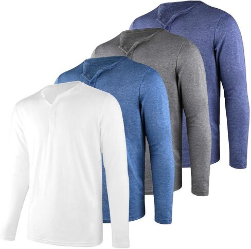 Liloak 4 Pack Mens Henley T-Shirts,Multipack Henley Short Sleeve Shirts,3 Button Tee Shirts Multi Color,Classic Casual T Pack in Kuwait
