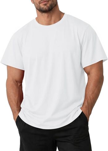 Poriff Men's Big and Tall Short Sleeve T-Shirts 1-3 Pack, Casual Cotton Crewneck Tees, Loose Fit Summer Basic Tops XL to 5XL in Kuwait