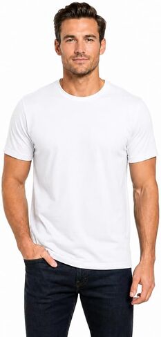 Men's 100% Cotton T-Shirt, Soft Crew Neck Short Sleeve Tee, Classic Comfort Fit in Saudi Arabia