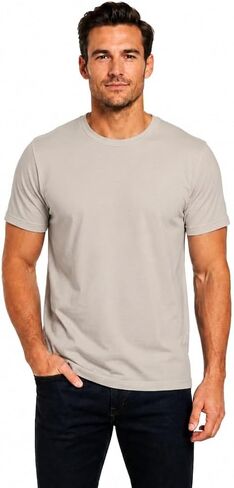 Men's 100% Cotton T-Shirt, Soft Crew Neck Short Sleeve Tee, Classic Comfort Fit in Saudi Arabia