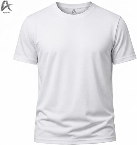 Men's 100% Cotton T-Shirt, Soft Crew Neck Short Sleeve Tee, Classic Comfort Fit in Saudi Arabia