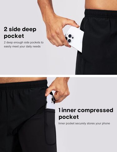 Men's 2 in 1 Running Athletic Shorts 5 Inch Inseam with Liner Quick Dry Gym Workout Shorts for Men with Phone Pockets in Saudi Arabia