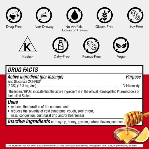 Cold-Eeze Soft-Center Lozenges, Natural Liquid Honey Lemon, Zinc Lozenges, Reduces Duration of the Common Cold by 42%, Relieves Sore Throat, Cough, Nasal Congestion, Post Nasal Drip, 25 Count, 2 Pack in Saudi Arabia