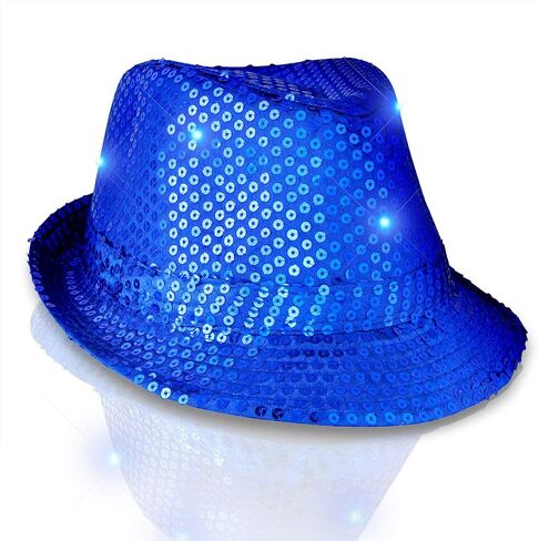 FlashingBlinkyLights Sequin Light Up LED Fedora Hat in Kuwait