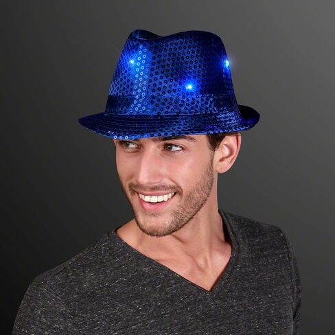 FlashingBlinkyLights Sequin Light Up LED Fedora Hat in Kuwait