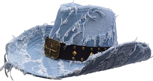 Western Cowboy Hat for Man Women Classic Cowgirl with Buckle Belt Shapeable Wide Brim Outback Hat in Saudi Arabia