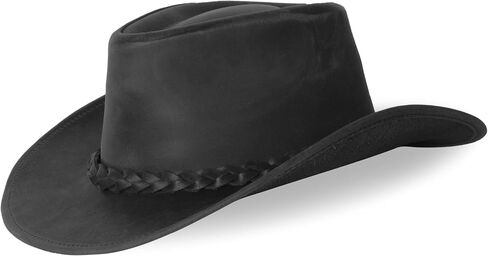 Leather Cowboy Hat for Men & Women - Adjustable Brim Western Handcrafted Outback Hat for Ranch & Travel in Saudi Arabia