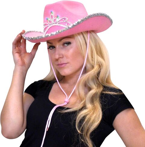 FlashingBlinkyLights Light Up Country Western Pink Cowgirl Hat (Set of 12) in Kuwait