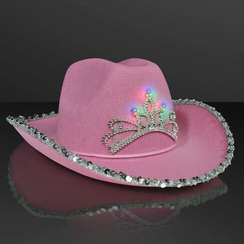 FlashingBlinkyLights Light Up Country Western Pink Cowgirl Hat (Set of 12) in Kuwait