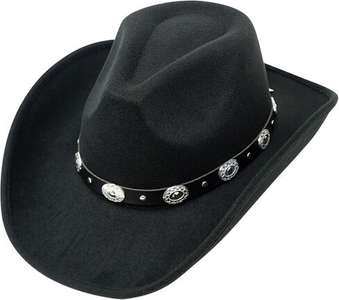 4E's Novelty Black Cowboy Hat for Men & Women Premium Felt Western Cowboy Hat, Soft and Stylish Cowgirl Hats, Traditional Western Cowgirl Hats for Party and Rodeo Costume Outfit Accessories in Kuwait