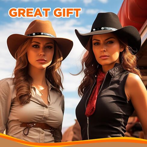 4E's Novelty Black Cowboy Hat for Men & Women Premium Felt Western Cowboy Hat, Soft and Stylish Cowgirl Hats, Traditional Western Cowgirl Hats for Party and Rodeo Costume Outfit Accessories in Kuwait