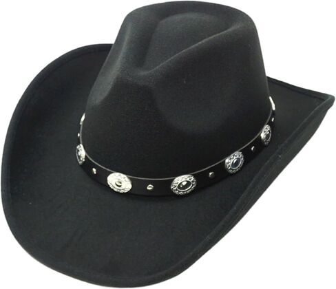 4E's Novelty Black Cowboy Hat for Men & Women Premium Felt Western Cowboy Hat, Soft and Stylish Cowgirl Hats, Traditional Western Cowgirl Hats for Party and Rodeo Costume Outfit Accessories in Kuwait