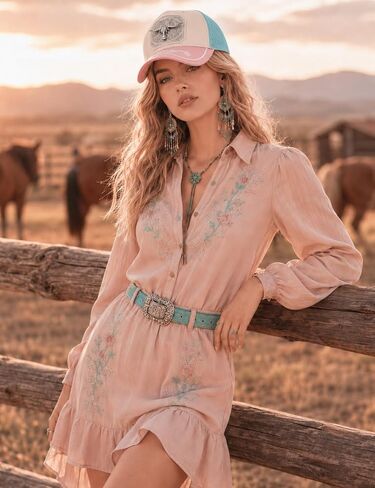 URAMAN Cowboy Hats for Women Trucker Hat Western Cowgirl Hat Cute Pink Baseball Cap for Country Concert Rodeo in Saudi Arabia