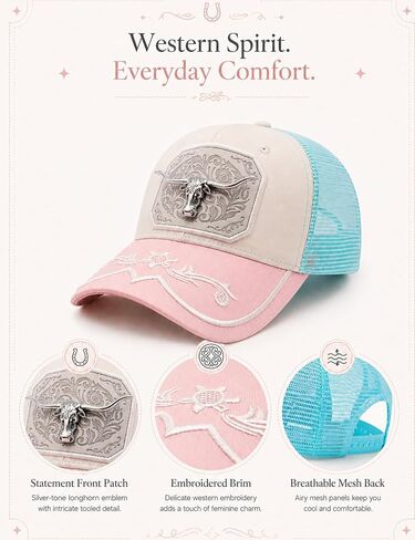 URAMAN Cowboy Hats for Women Trucker Hat Western Cowgirl Hat Cute Pink Baseball Cap for Country Concert Rodeo in Saudi Arabia