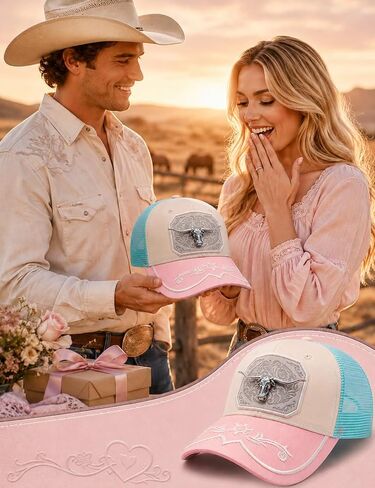 URAMAN Cowboy Hats for Women Trucker Hat Western Cowgirl Hat Cute Pink Baseball Cap for Country Concert Rodeo in Saudi Arabia