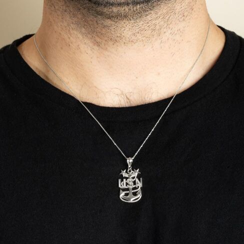 Claddagh Gold United States Navy Officially Licensed Master Chief Petty Officer Anchor Emblem Fine Pendant Necklace Real Solid .925 Sterling Silver in Kuwait